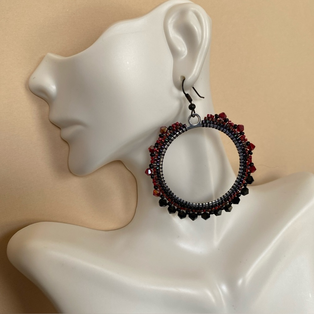 Handmade brick stitch Hoops  Earrings